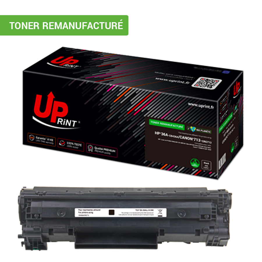 UPRINT TONER REMANUFACTURE HP/CANON 36A/713-REMPLACE CB436/CRG713 NOIR